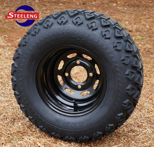SGC 10″X7″ STEEL WHEEL – BLACK – SLOTTED / STEELENG 20″X10″-10″ ALL TERRAIN TIRE DOT APPROVED