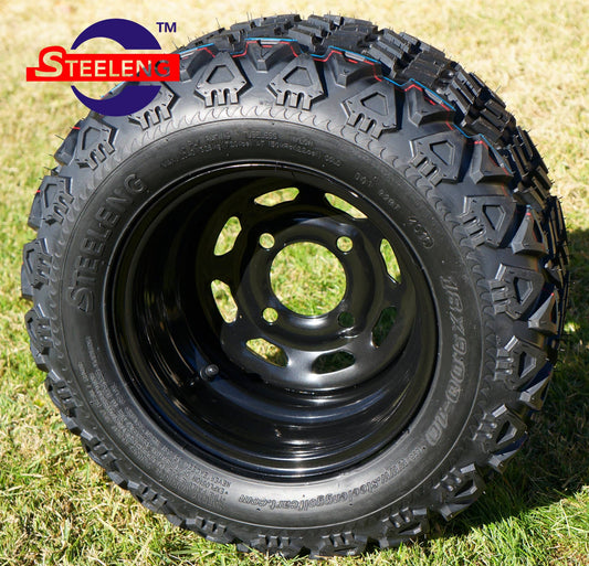 SGC 10″X7″ STEEL WHEEL – BLACK – SLOTTED / STEELENG 18″X9″-10″ ALL TERRAIN TIRE DOT APPROVED