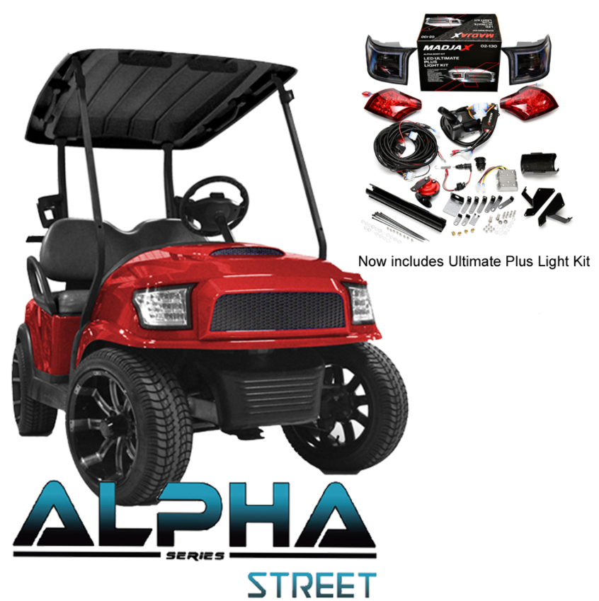 Club Car Precedent/Onward/Tempo ALPHA Street Body Kit in Red with Ultimate Plus Light Kit