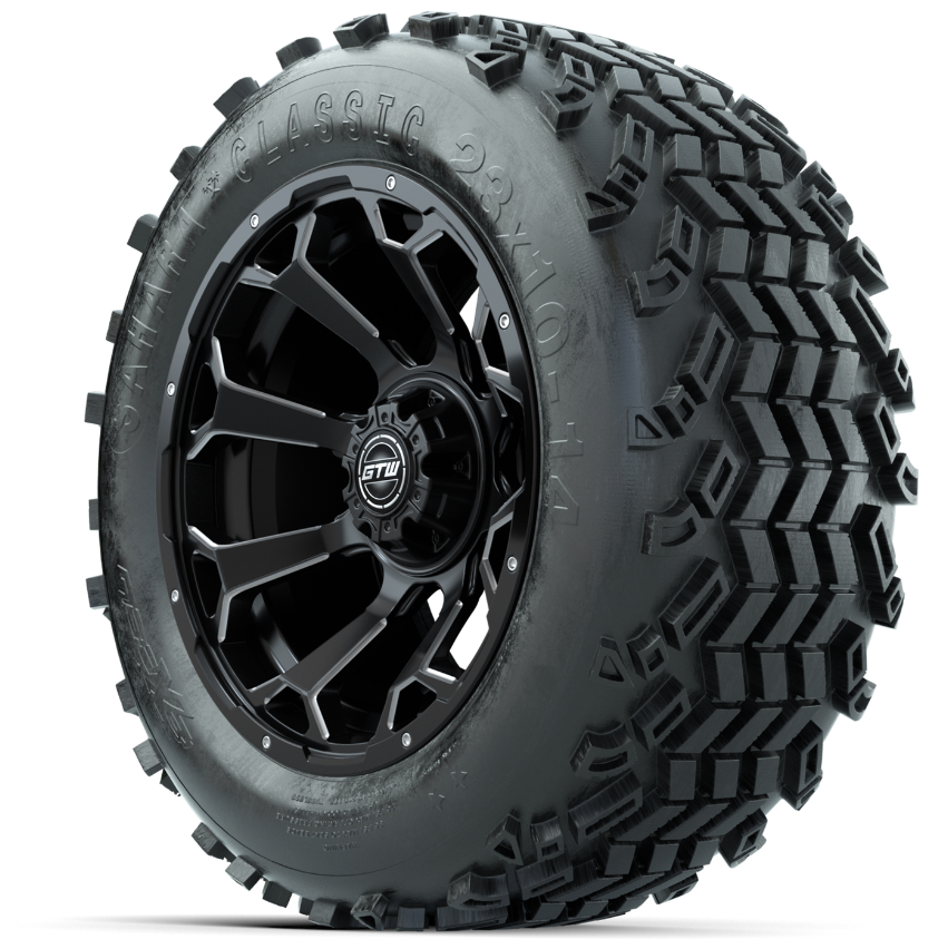 Set of (4) 14 Inch GTW Raven Matte Black Wheels with Sahara Classic All Terrain Tires