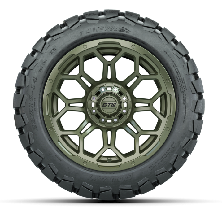 14” GTW Bravo Matte Recon Green Wheels with 22” Timberwolf Mud Tires – Set of 4
