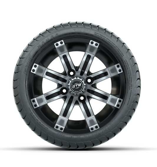 12” GTW Tempest Black and Machined Wheels with 18” Mamba DOT Street Tires – Set of 4