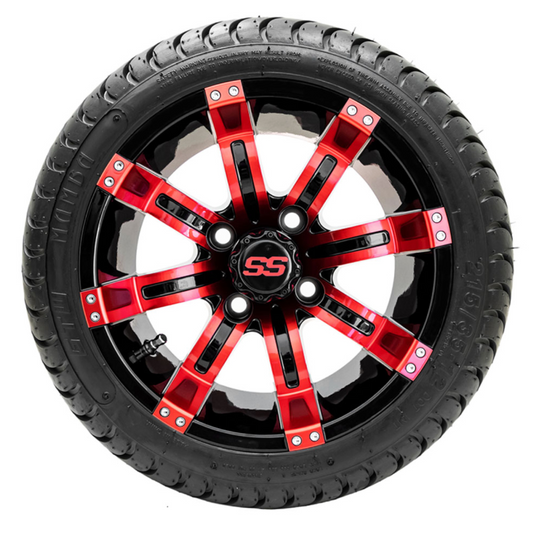 12” GTW Tempest Black and Red Wheels with 18” Mamba DOT Street Tires – Set of 4