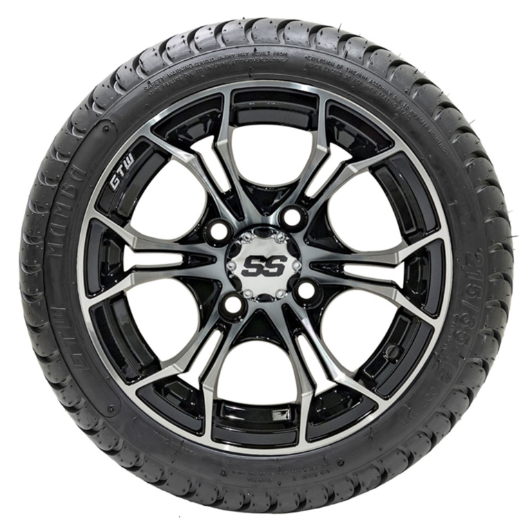 12” GTW Spyder Black and Machined Wheels with 18” DOT Mamba Street Tires – Set of 4