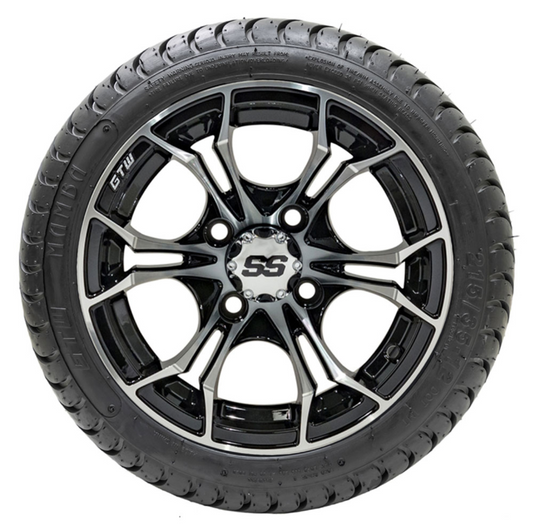 12” GTW Spyder Black and Machined Wheels with 18” DOT Mamba Street Tires – Set of 4