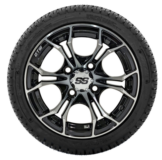 12” GTW Spyder Machined and Black Wheels with 18” Fusion DOT Street Tires – Set of 4