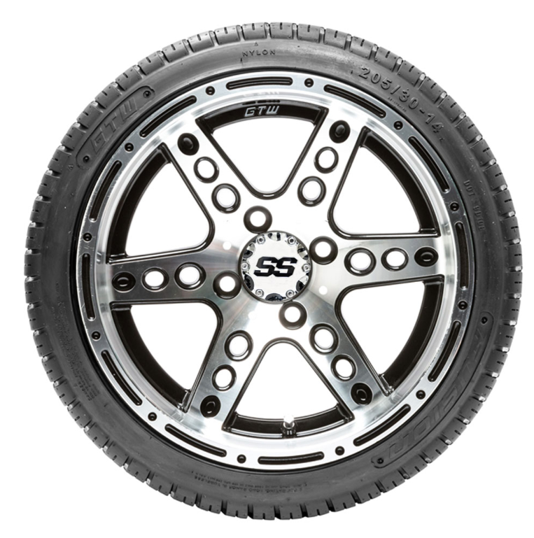 14” GTW Dominator Black and Machined Wheels with 18” Fusion DOT Street Tires – Set of 4