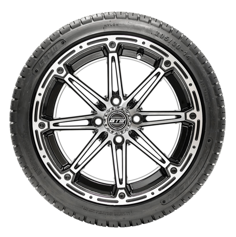14” GTW Element Black and Machined Wheels with 18” Fusion DOT Street Tires – Set of 4
