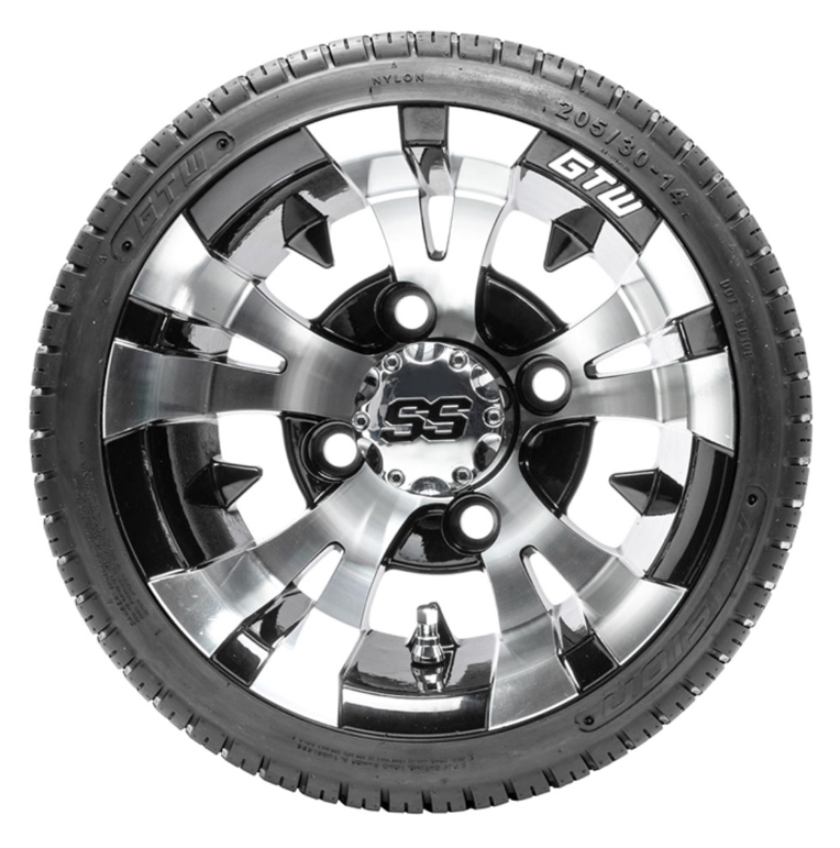 14” GTW Vampire Black and Machined Wheels with 18” Fusion DOT Street Tires – Set of 4